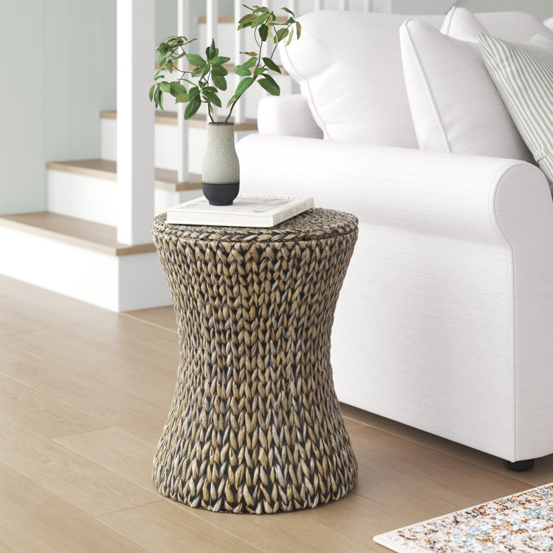 Wicker drum end table discount